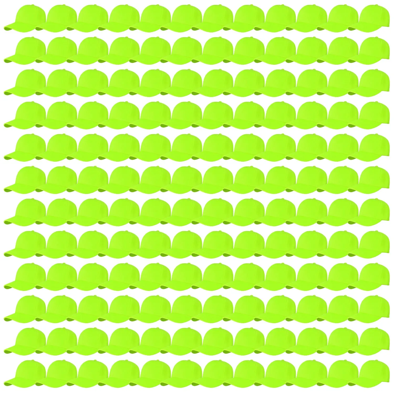 144-Pack Baseball Dad Cap Velcro Strap Adjustable Size - Neon Green