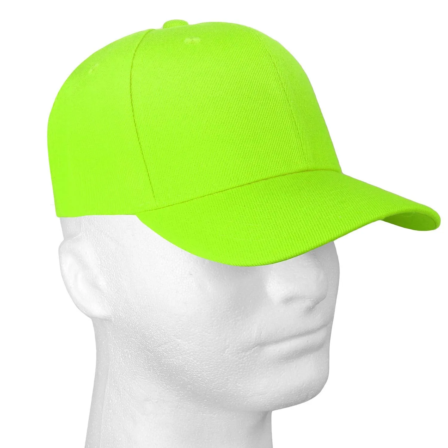 144-Pack Baseball Dad Cap Velcro Strap Adjustable Size - Neon Green