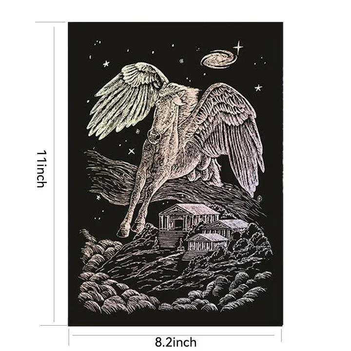50 Sheets A4 Laser Silver Scratch Paper Crafts Scratch Art Painting Drawing Paper for Kids Gift