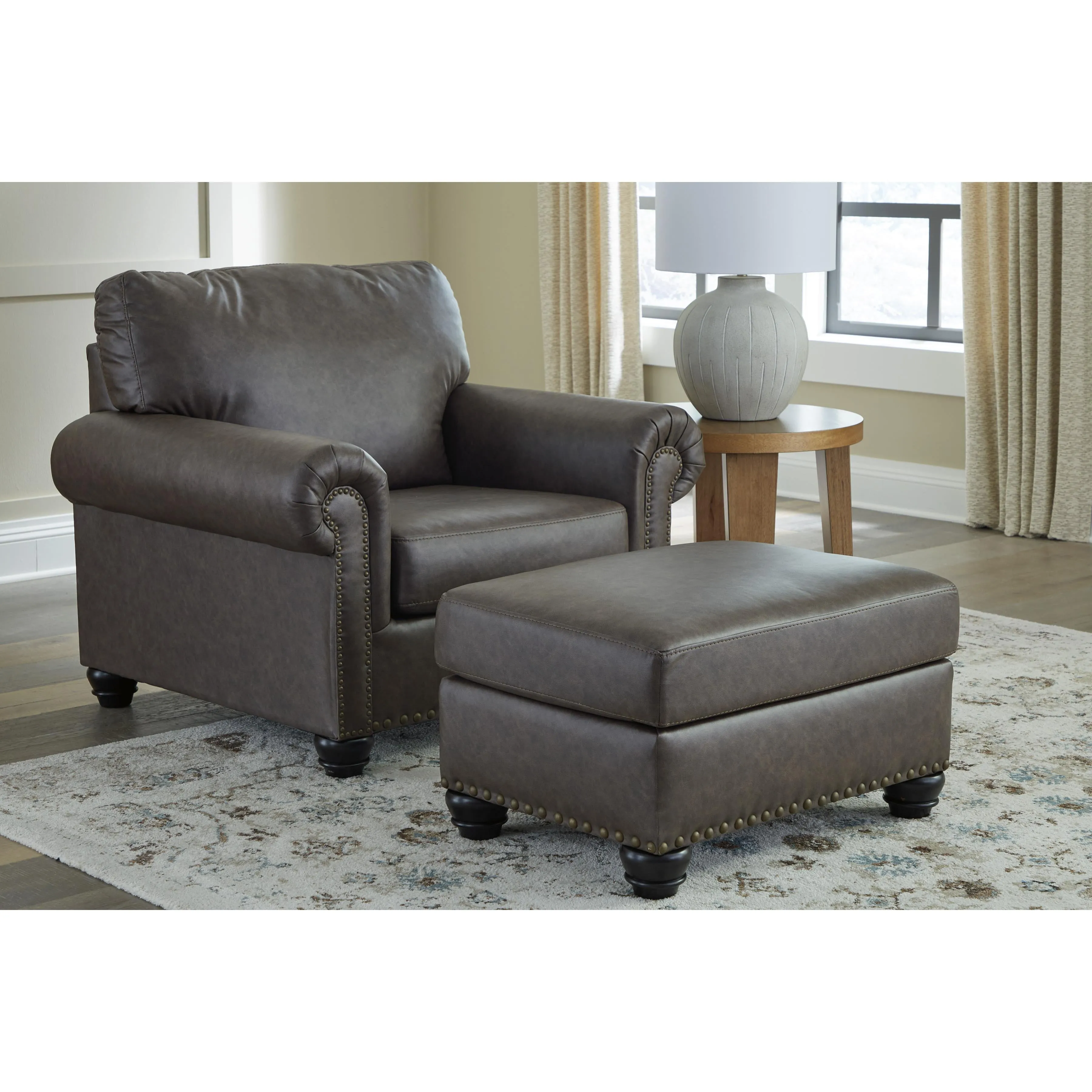 Benchcraft Roxmere Leather Look Ottoman 5550314