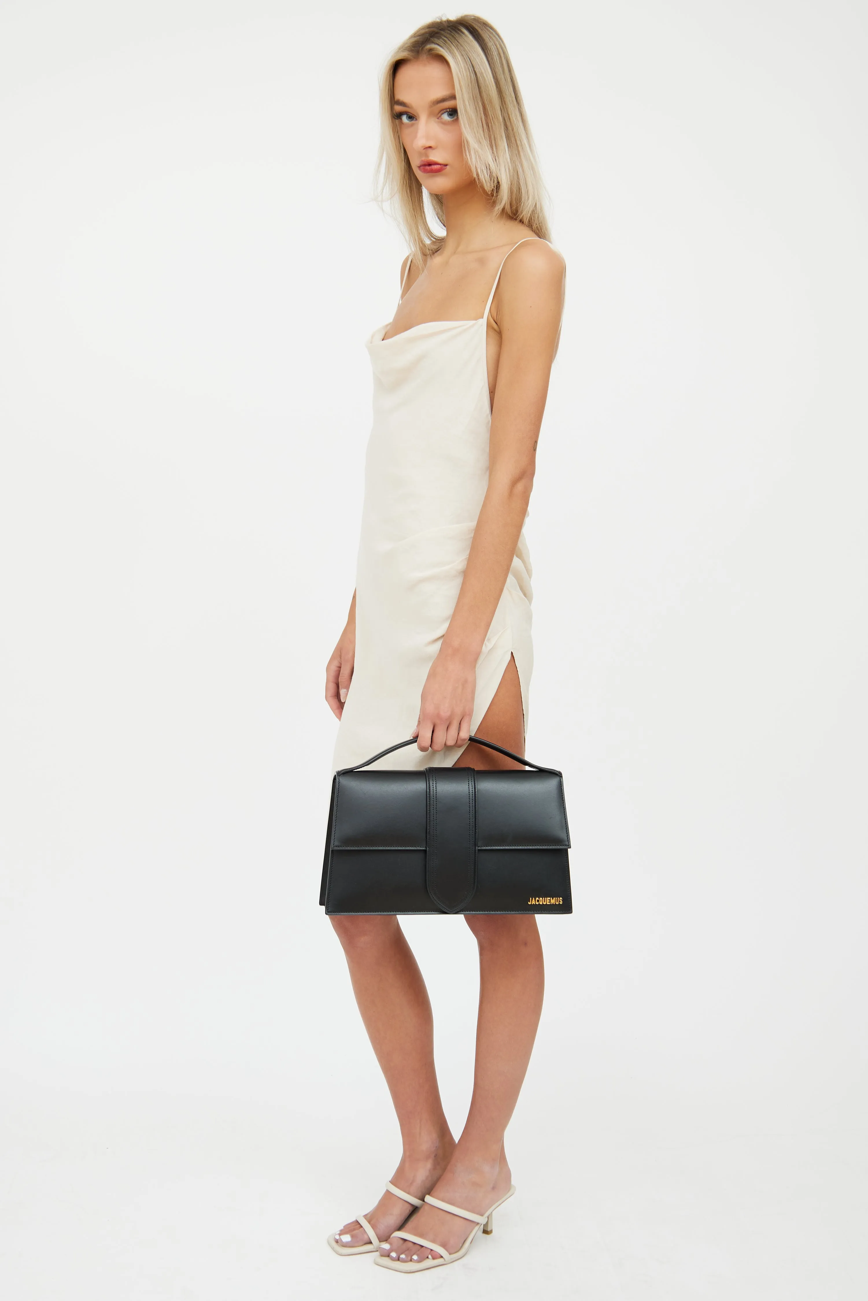 Black Leather Le Bambino Foldover Bag
