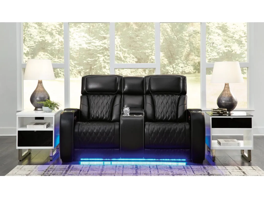 Boyington Dual Power Leather Reclining Loveseat with Console