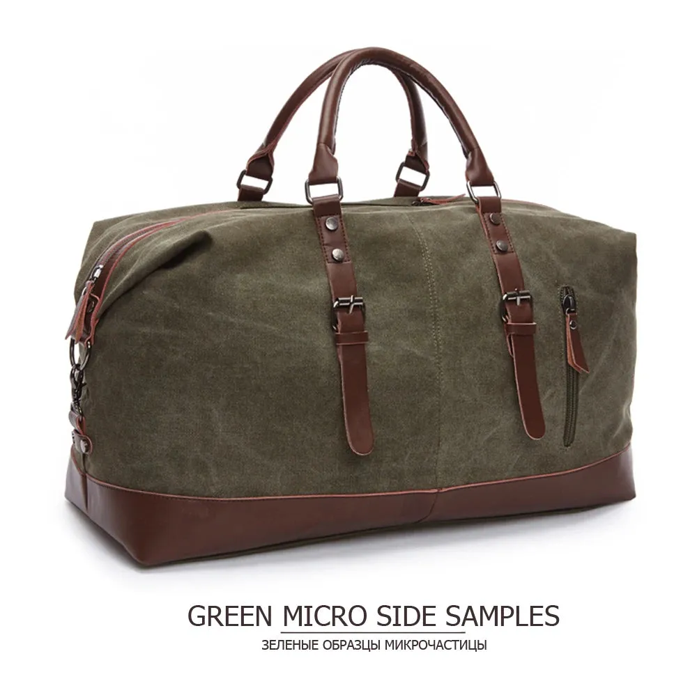 Canvas PU Leather Travel weekend overnight Bag