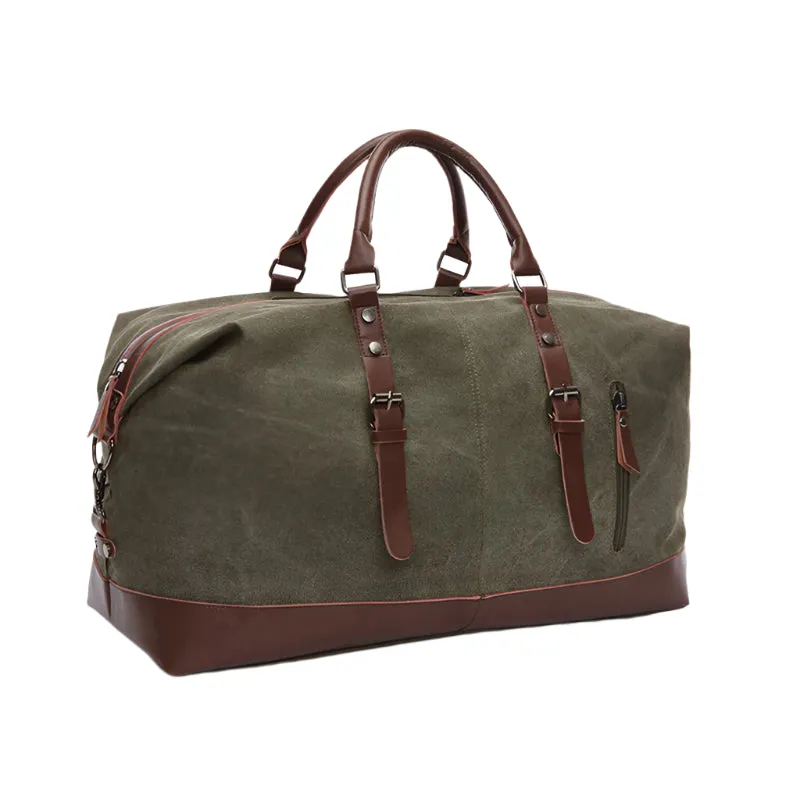 Canvas PU Leather Travel weekend overnight Bag
