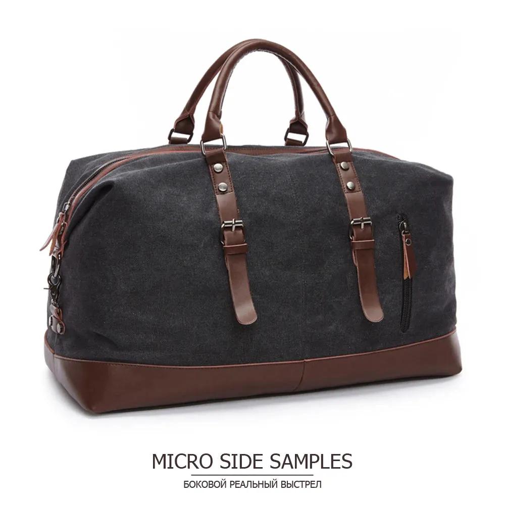 Canvas PU Leather Travel weekend overnight Bag