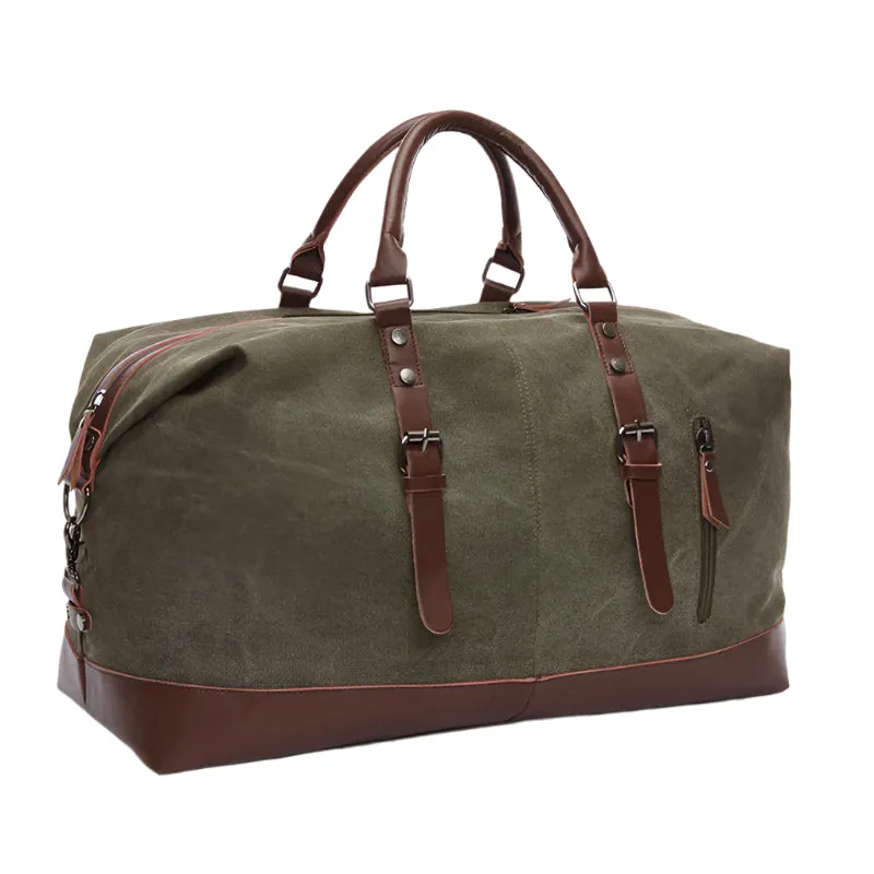 Canvas PU Leather Travel weekend overnight Bag