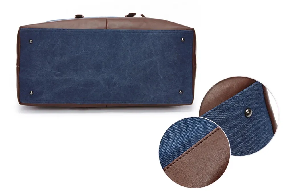 Canvas PU Leather Travel weekend overnight Bag