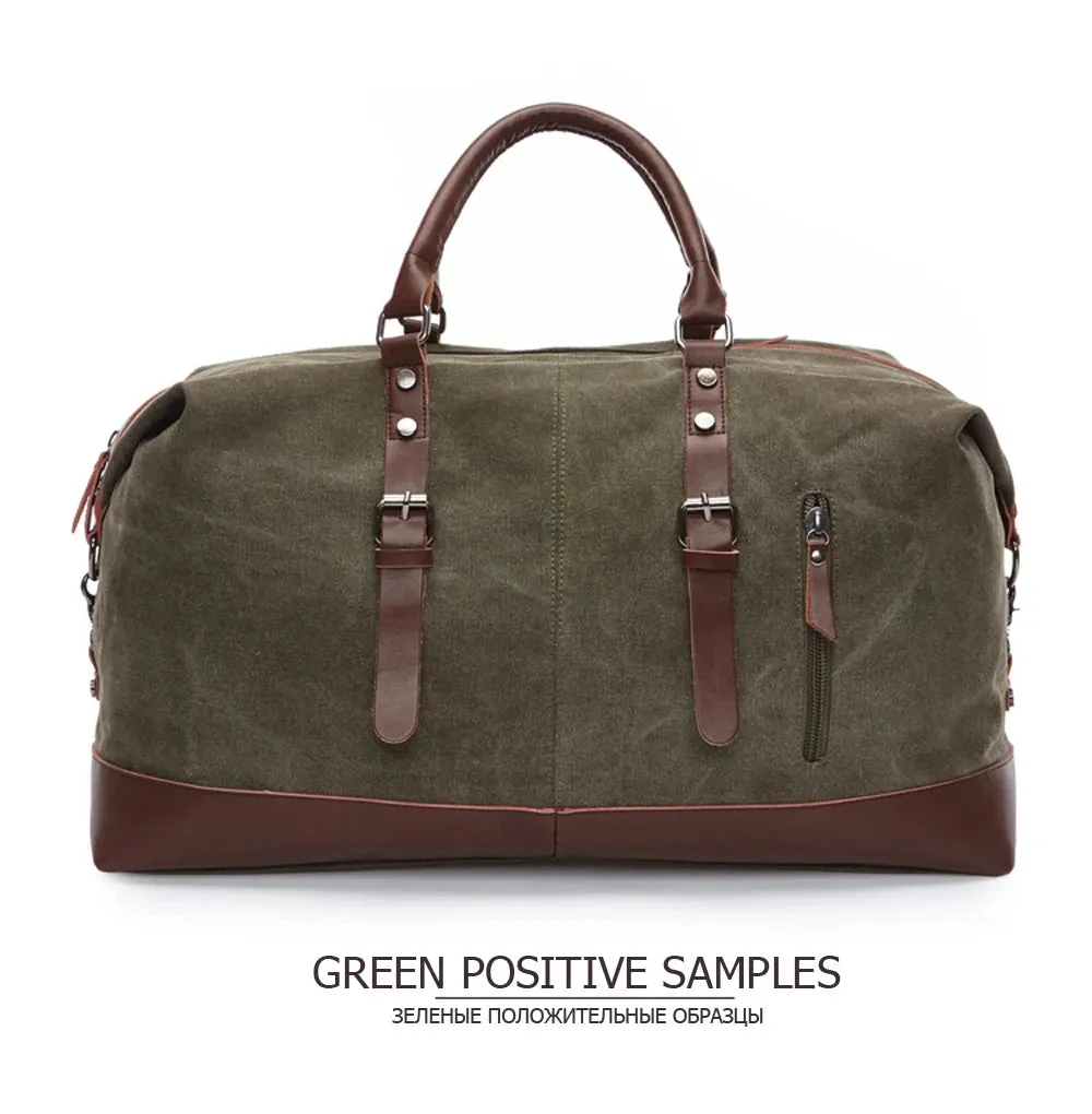 Canvas PU Leather Travel weekend overnight Bag