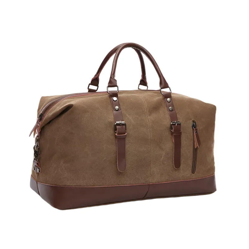 Canvas PU Leather Travel weekend overnight Bag