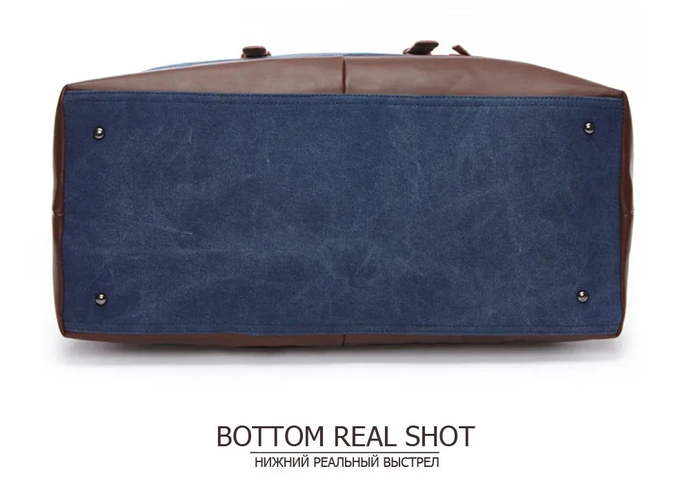 Canvas PU Leather Travel weekend overnight Bag