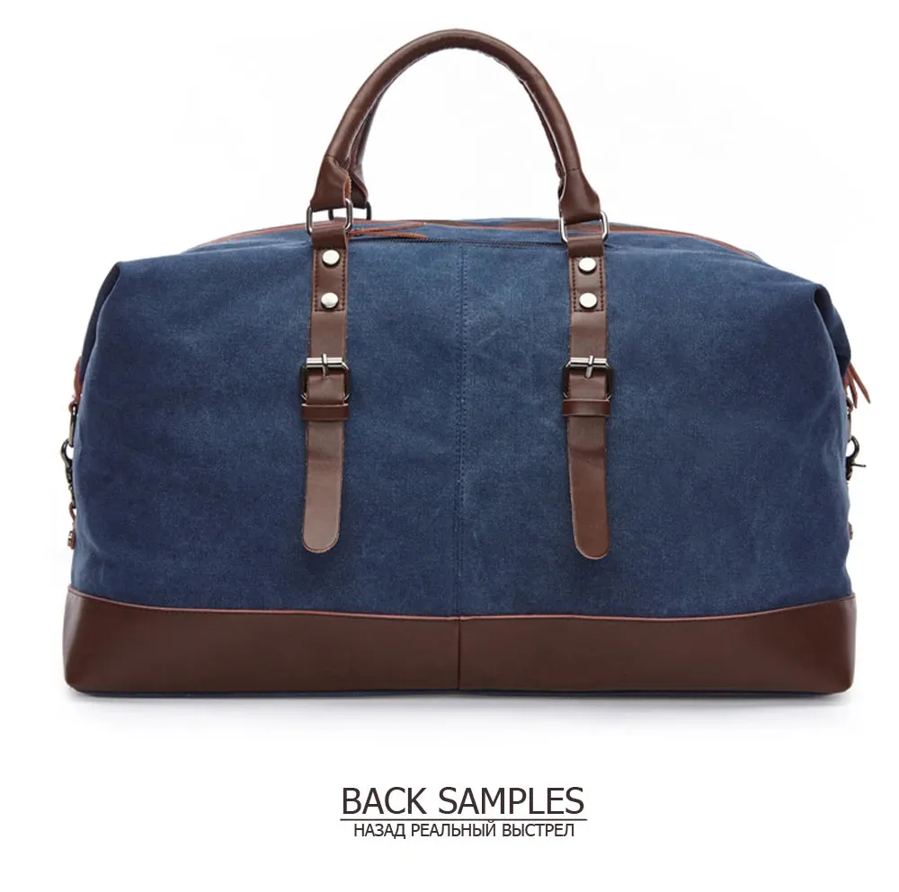 Canvas PU Leather Travel weekend overnight Bag