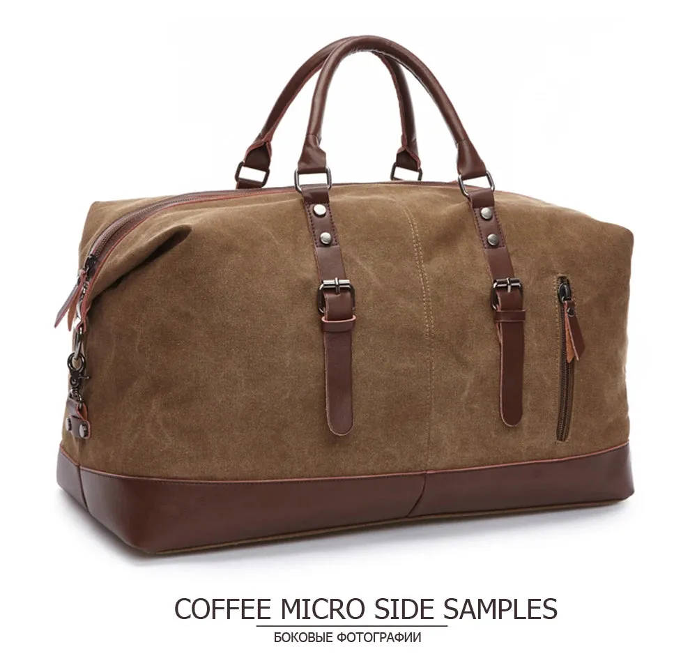 Canvas PU Leather Travel weekend overnight Bag