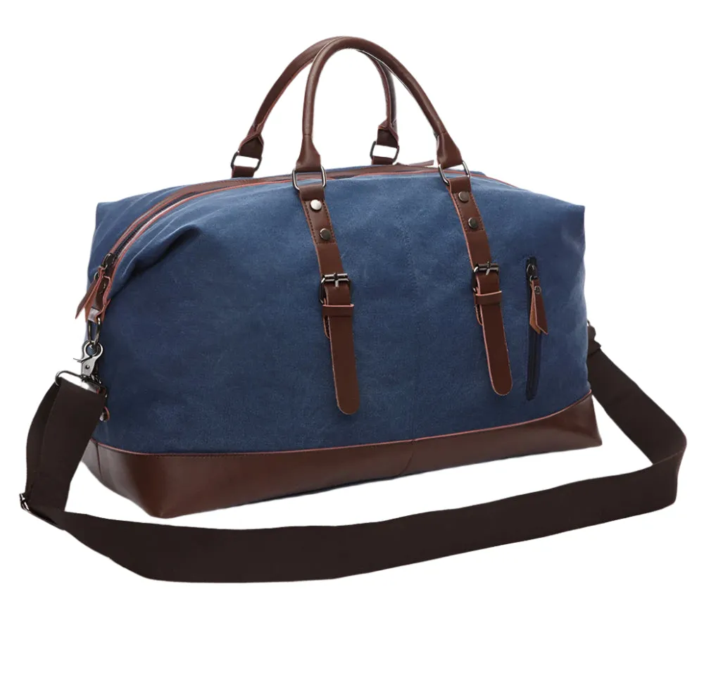 Canvas PU Leather Travel weekend overnight Bag