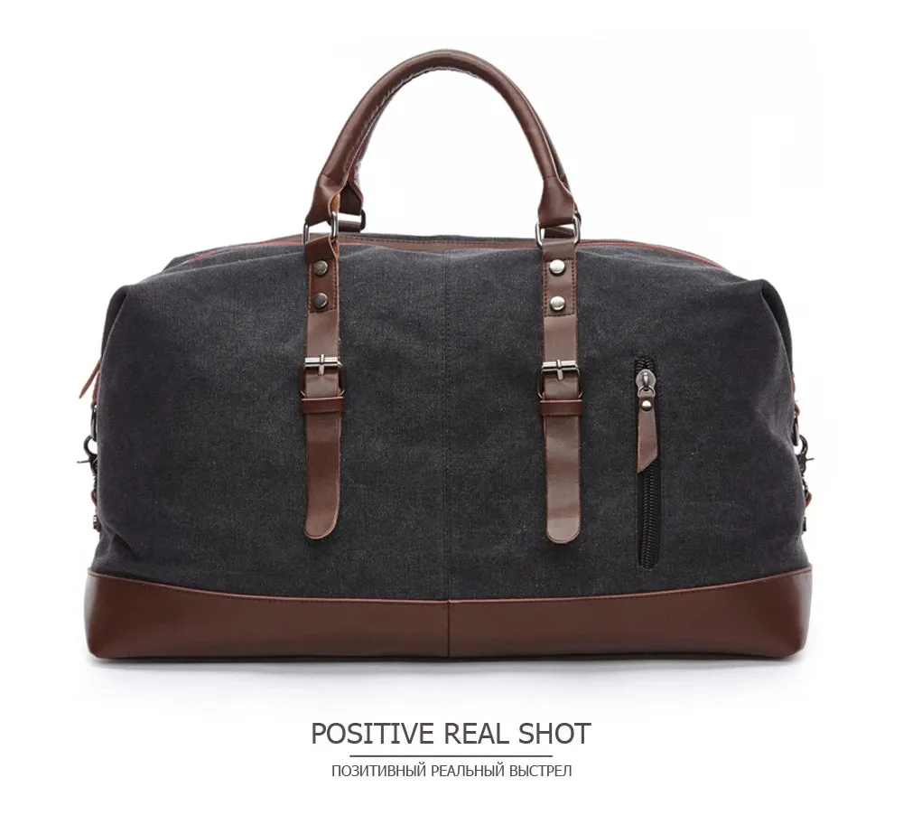 Canvas PU Leather Travel weekend overnight Bag