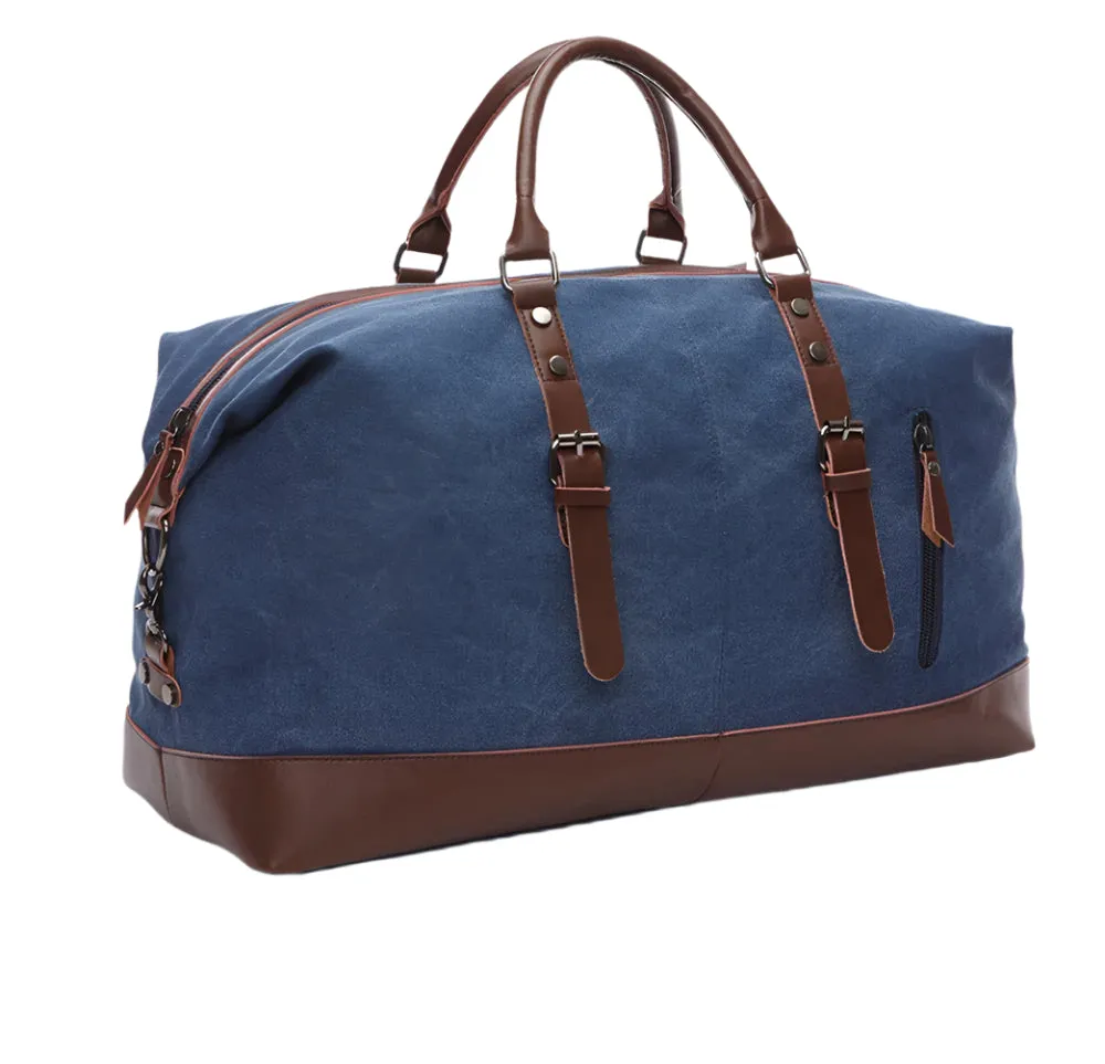 Canvas PU Leather Travel weekend overnight Bag