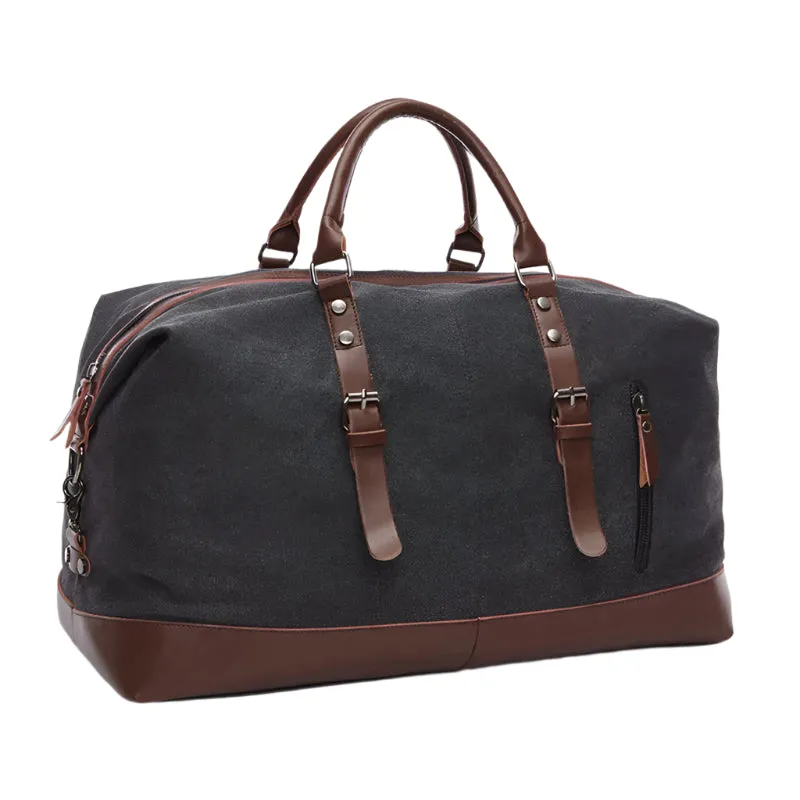 Canvas PU Leather Travel weekend overnight Bag