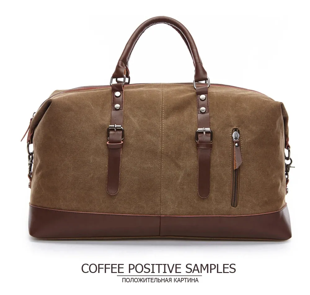 Canvas PU Leather Travel weekend overnight Bag