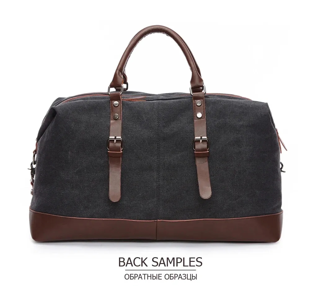 Canvas PU Leather Travel weekend overnight Bag