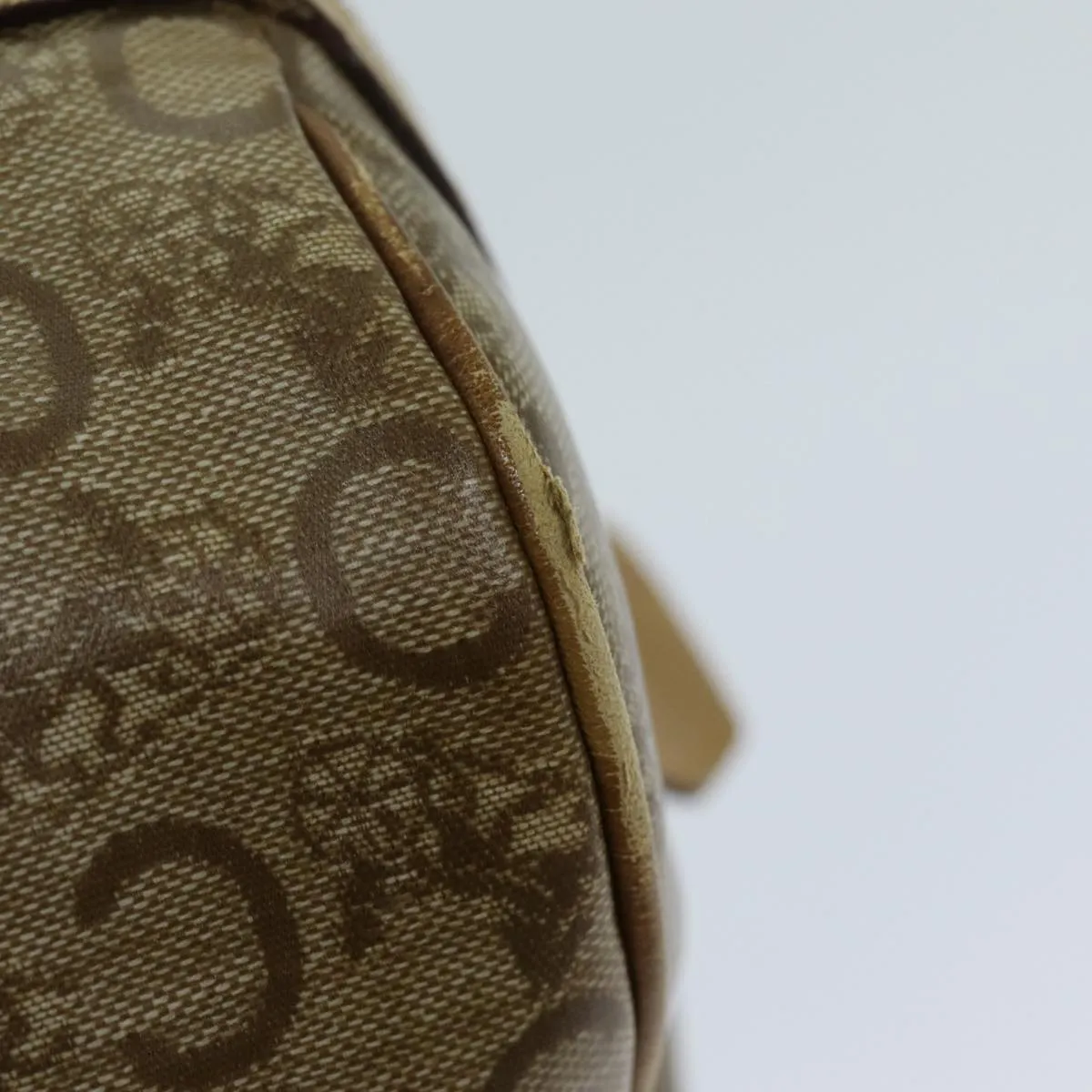 CELINE C Macadam Canvas Boston Bag Coated Canvas Beige Auth 72166