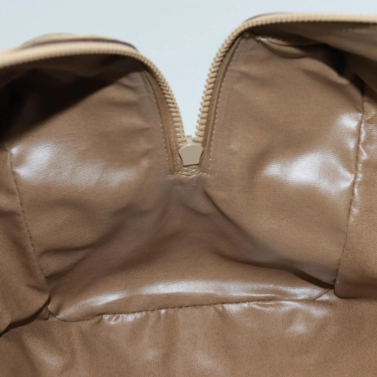 CELINE C Macadam Canvas Boston Bag Coated Canvas Beige Auth 72166
