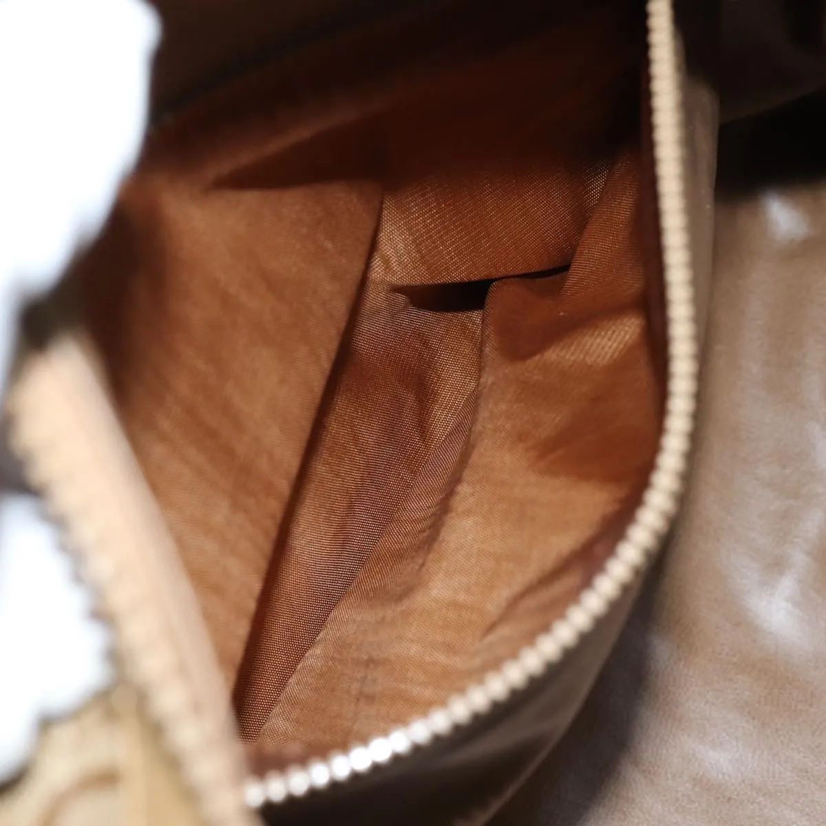 CELINE C Macadam Canvas Boston Bag Coated Canvas Beige Auth 72166