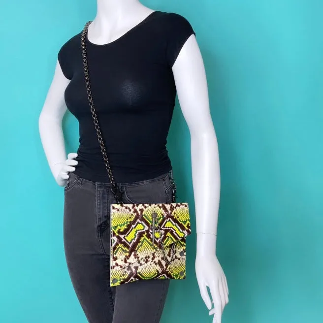 Chartreuse Snakeprint Convertible Fanny Pack
