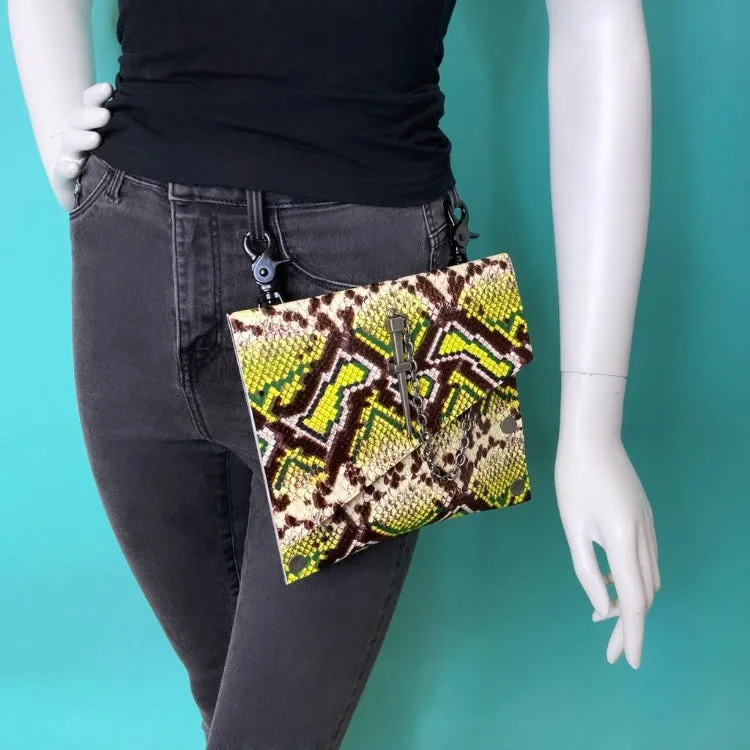 Chartreuse Snakeprint Convertible Fanny Pack
