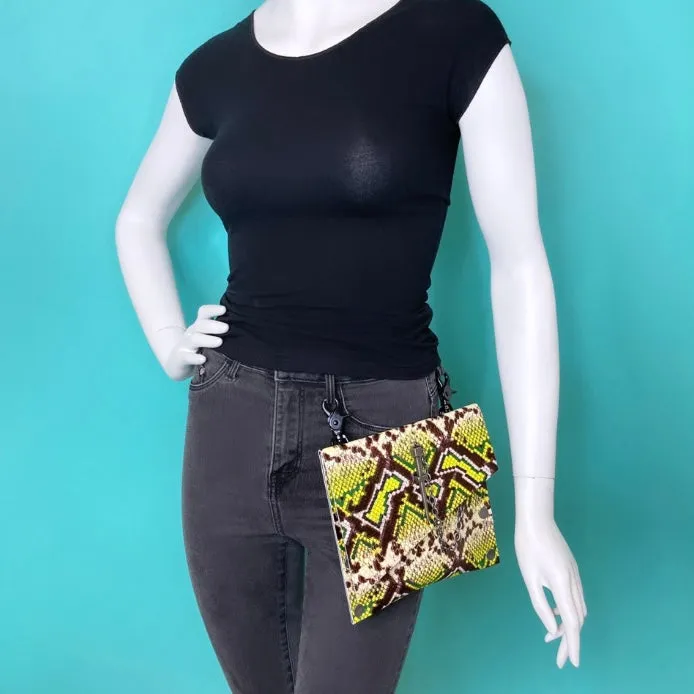 Chartreuse Snakeprint Convertible Fanny Pack
