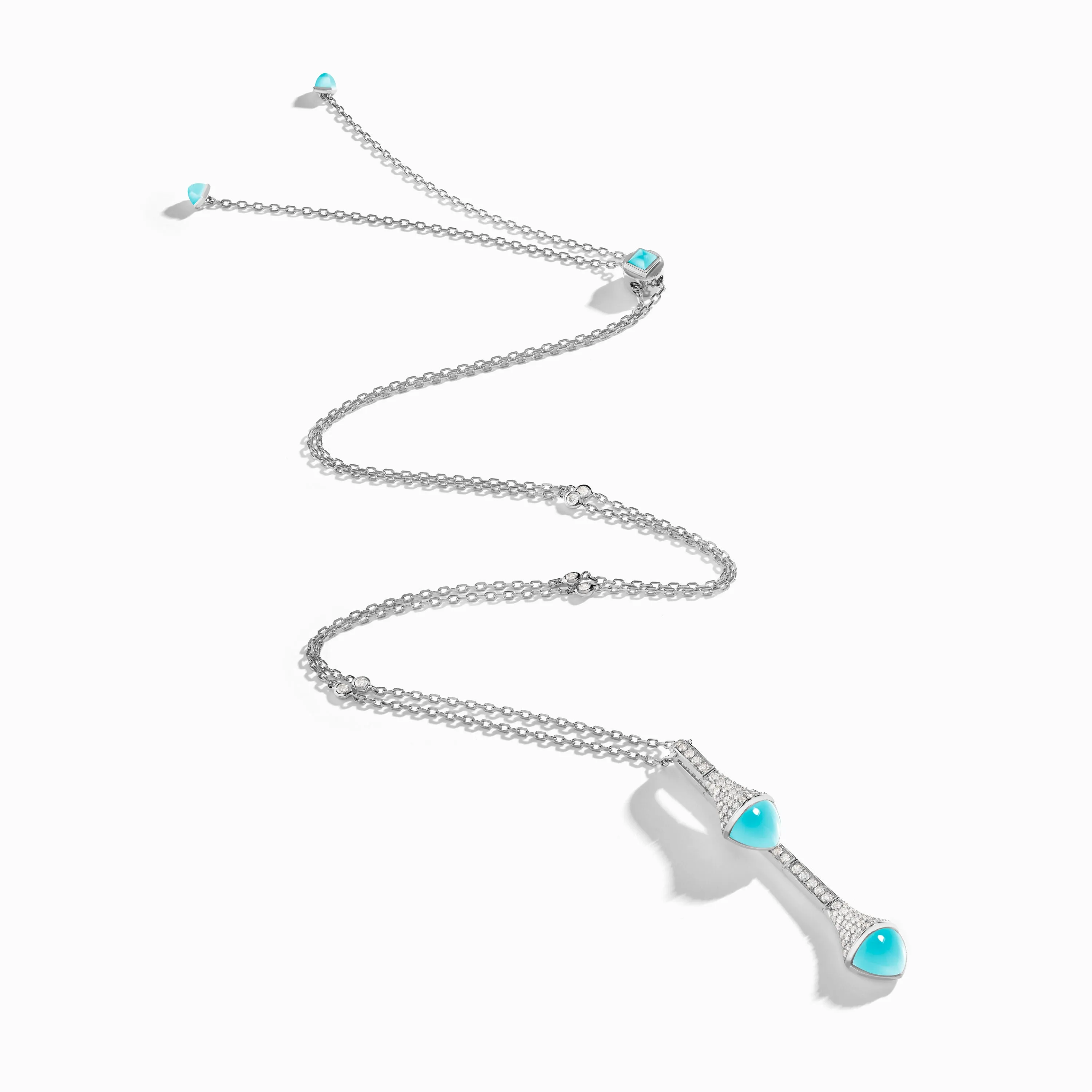 Cleo Long Chain Diamond Drop Pendant Necklace