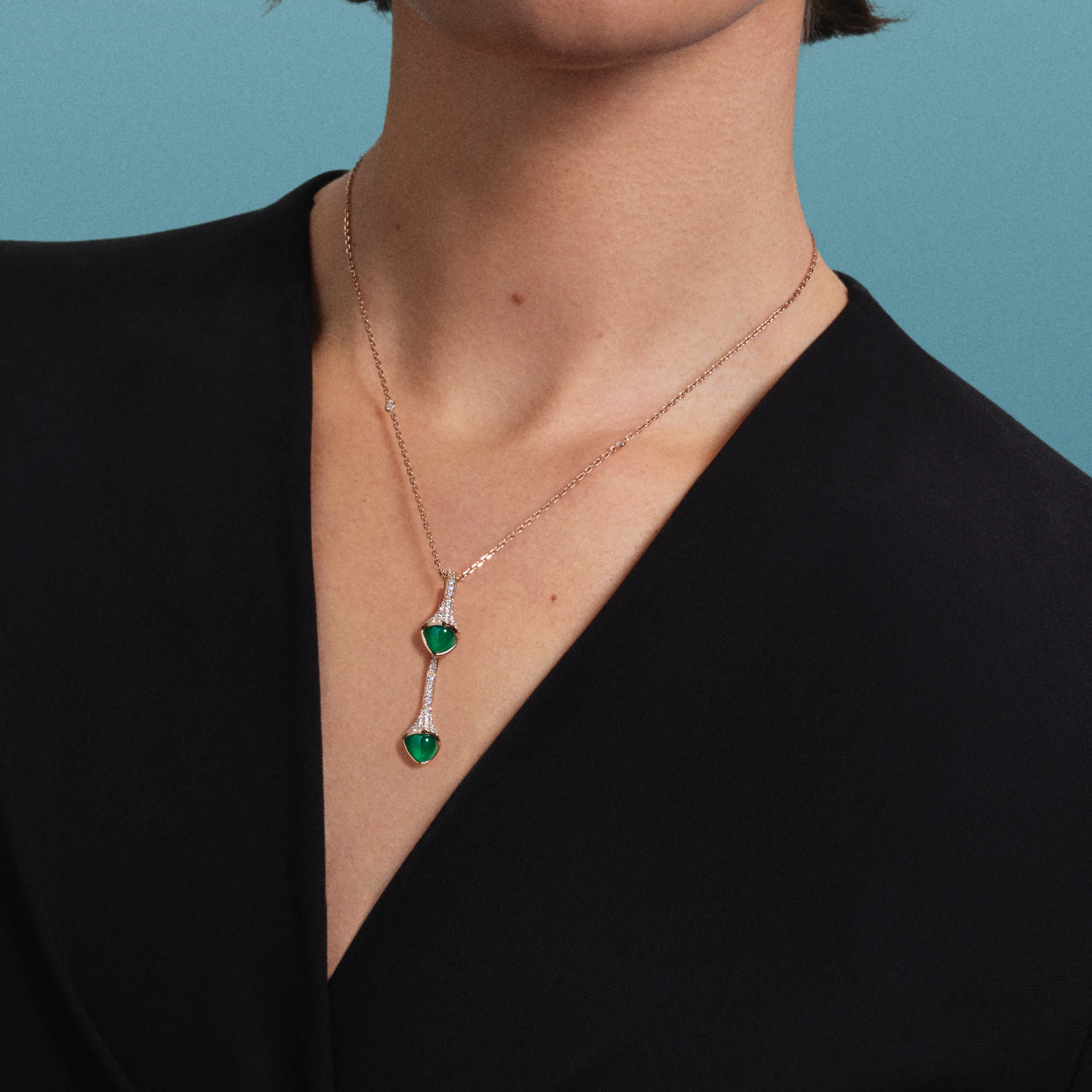 Cleo Long Chain Diamond Drop Pendant Necklace