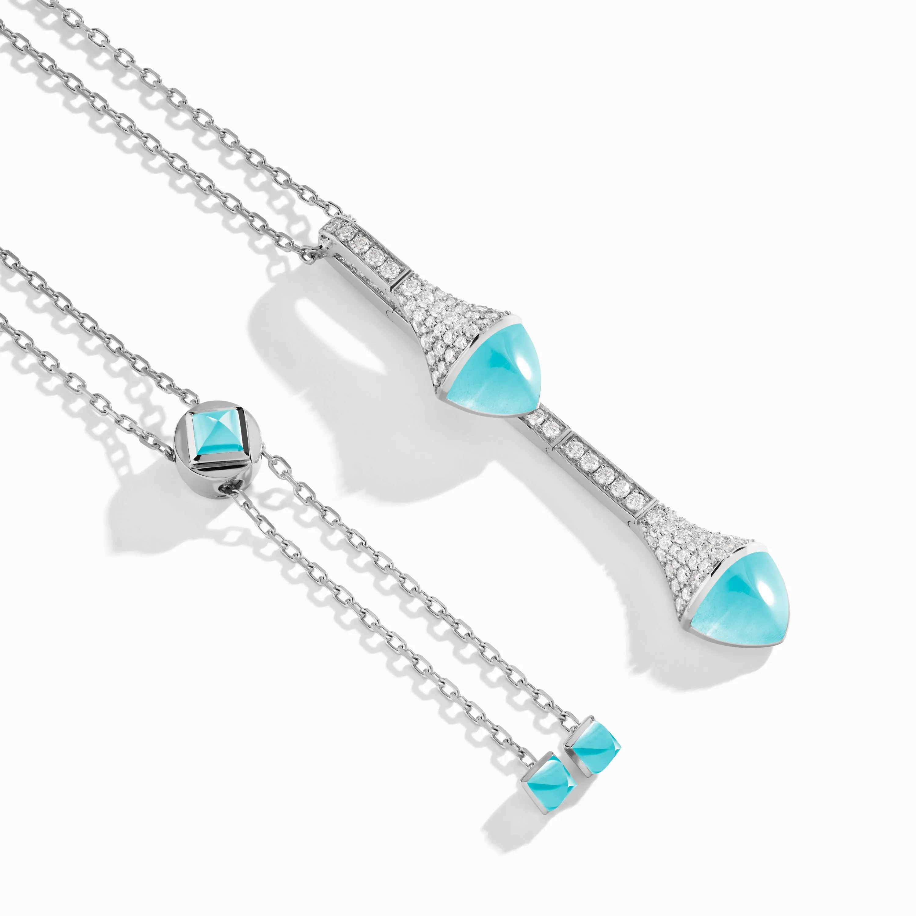 Cleo Long Chain Diamond Drop Pendant Necklace