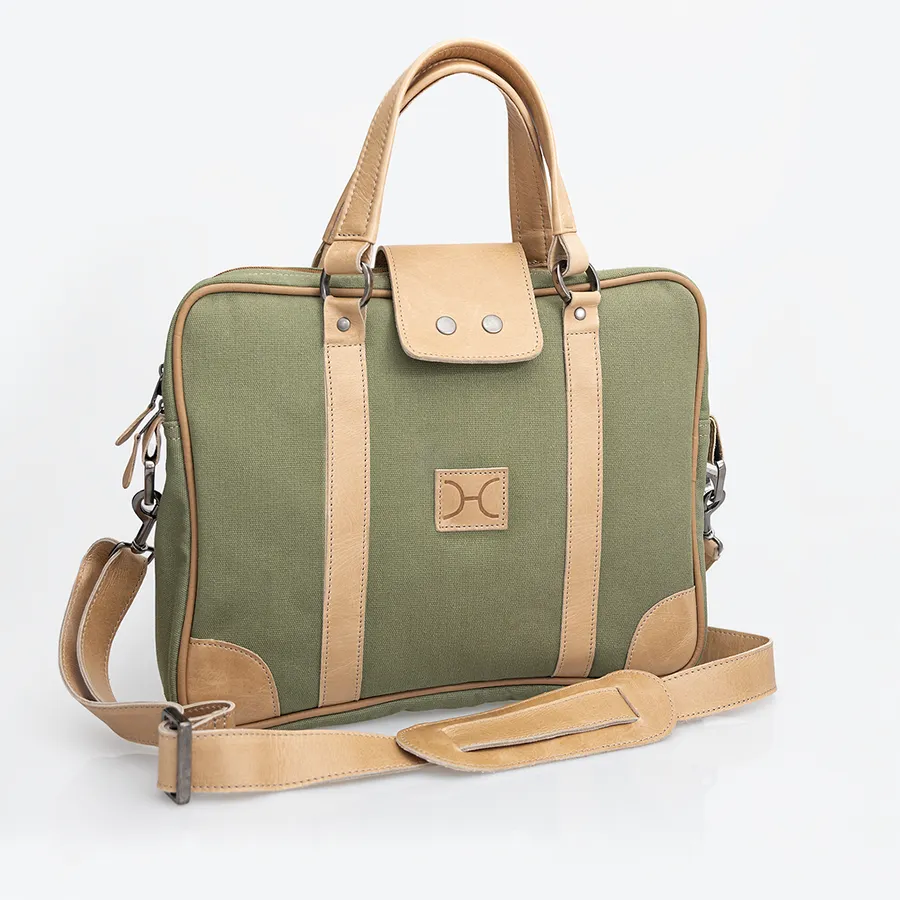 Corporate Laptop 15' Bag Wax Canvas & Leather