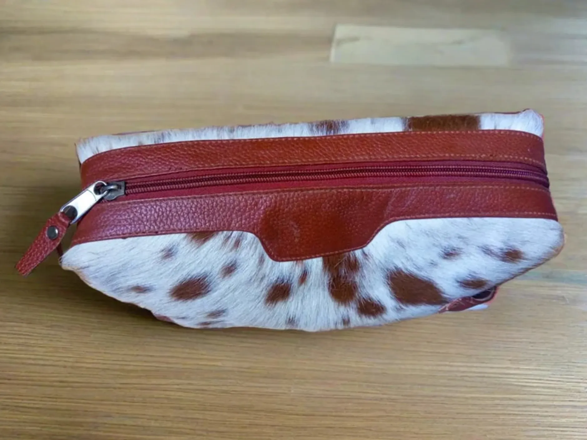 Cowhide Cosmetic Travel Organizer Toiletry Bag