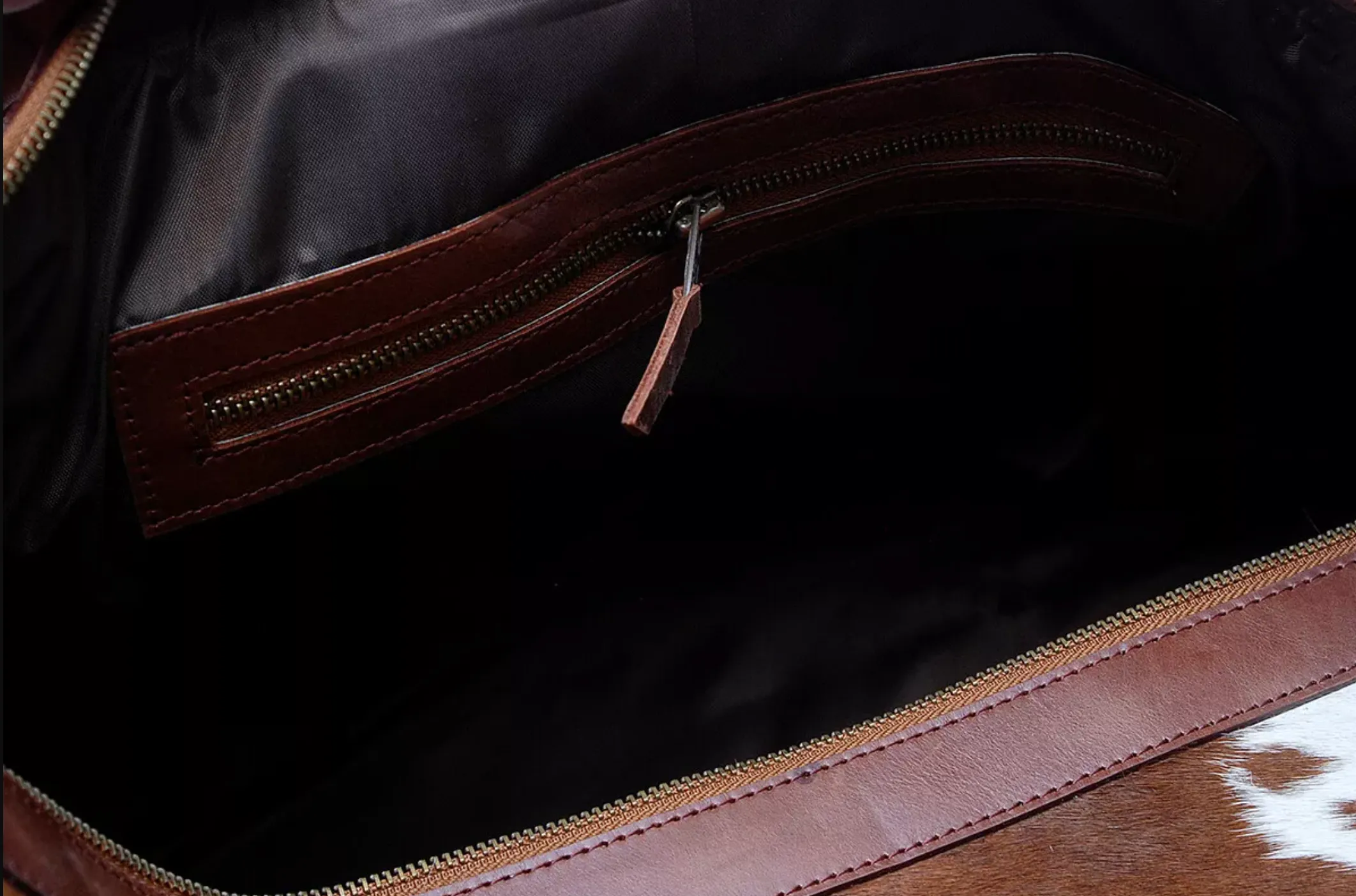 Cowhide Fur Travel Luggage Duffle Bag