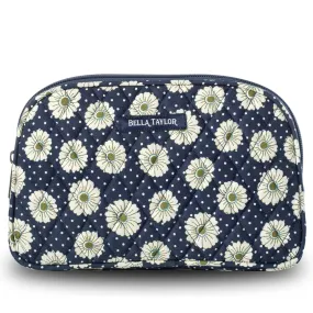 Dotted Daisy Navy Cosmetic Pouch