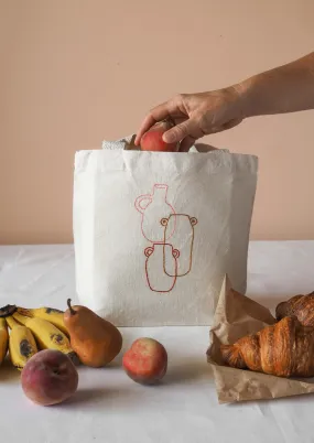 Embroidered Canvas Lunch Bag