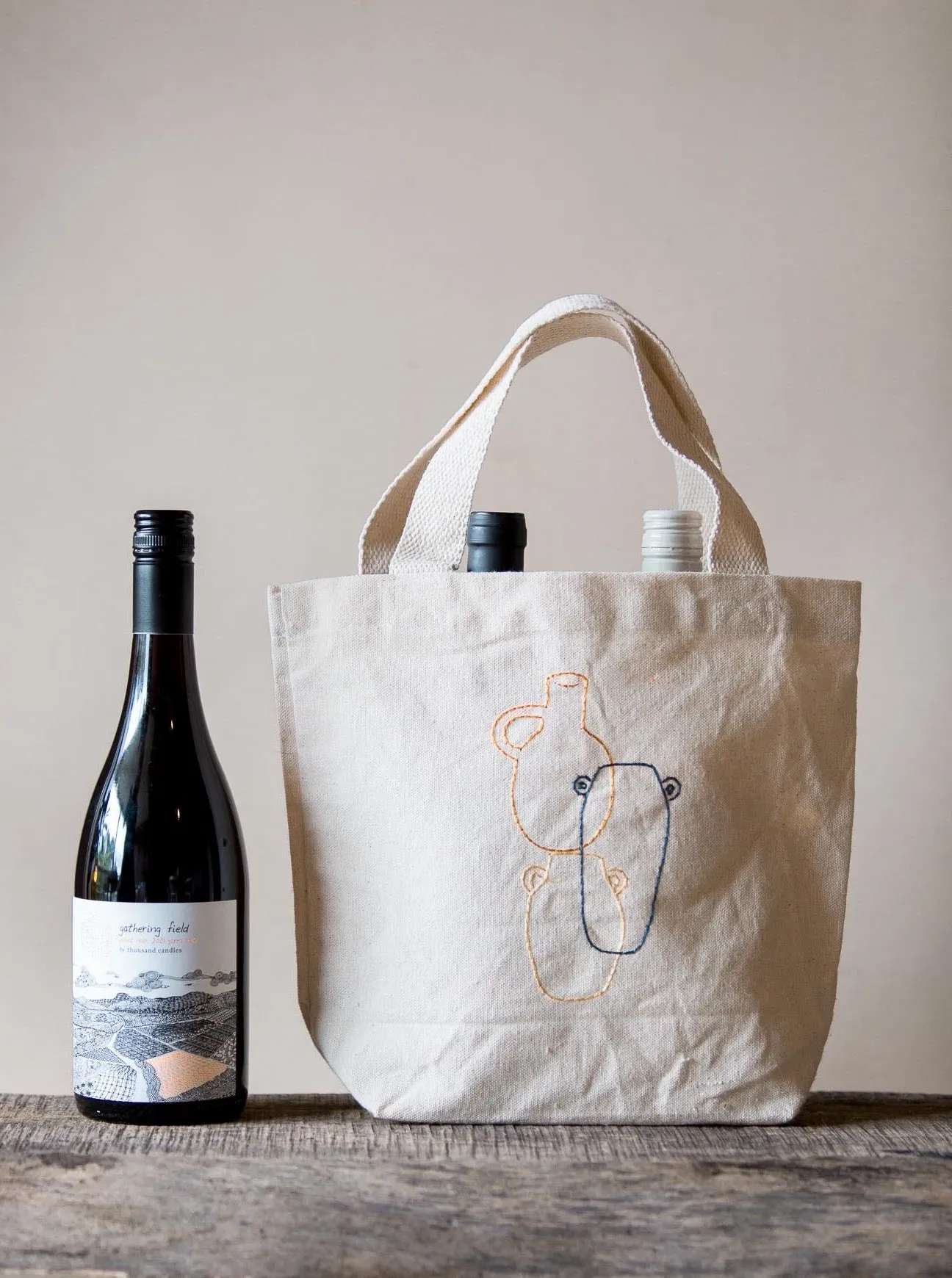 Embroidered Canvas Lunch Bag