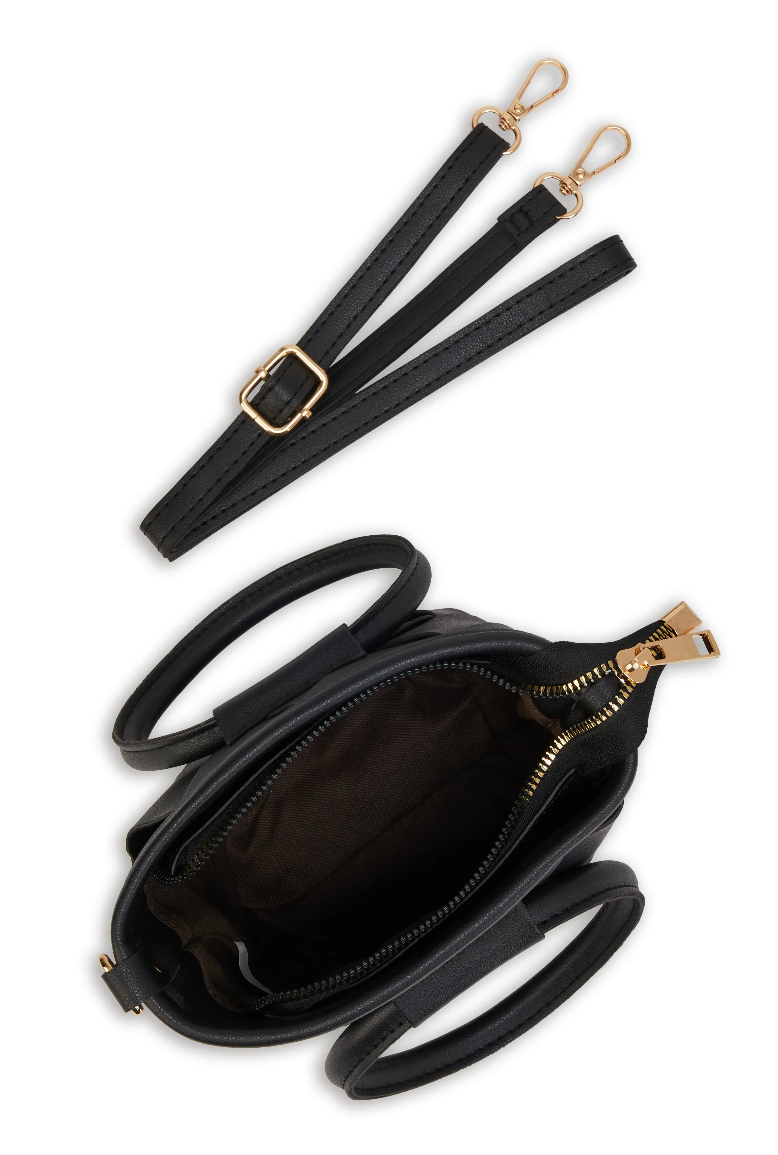 Faux Leather Woven Top Handle Crossbody Handbag