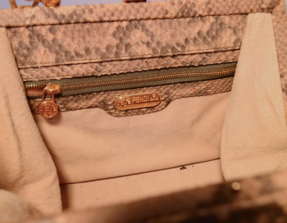 FENDI Natural Python Snakeskin Two-Way Handbag