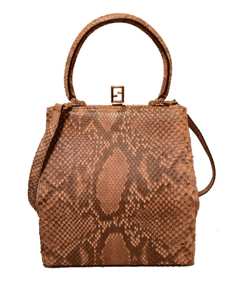 FENDI Natural Python Snakeskin Two-Way Handbag
