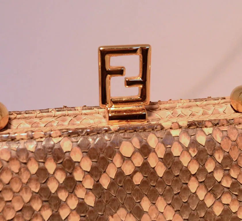 FENDI Natural Python Snakeskin Two-Way Handbag