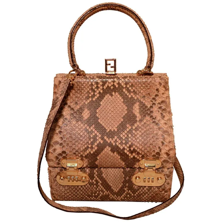 FENDI Natural Python Snakeskin Two-Way Handbag