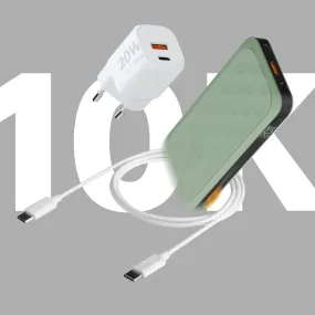 FS5 Sage Green 10.000 20W  20W Snellader  USB-C PD kabel 100W Bundel