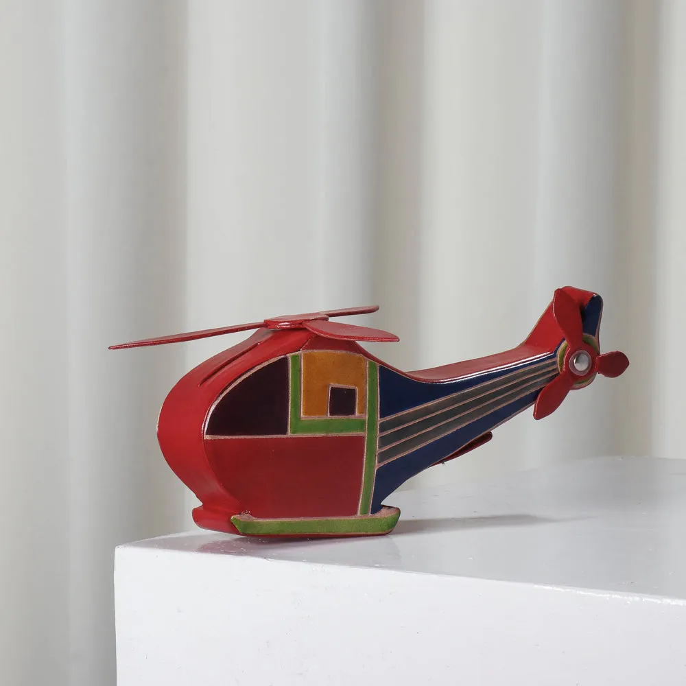 Helicopter - Handcrafted Leather Money Bank