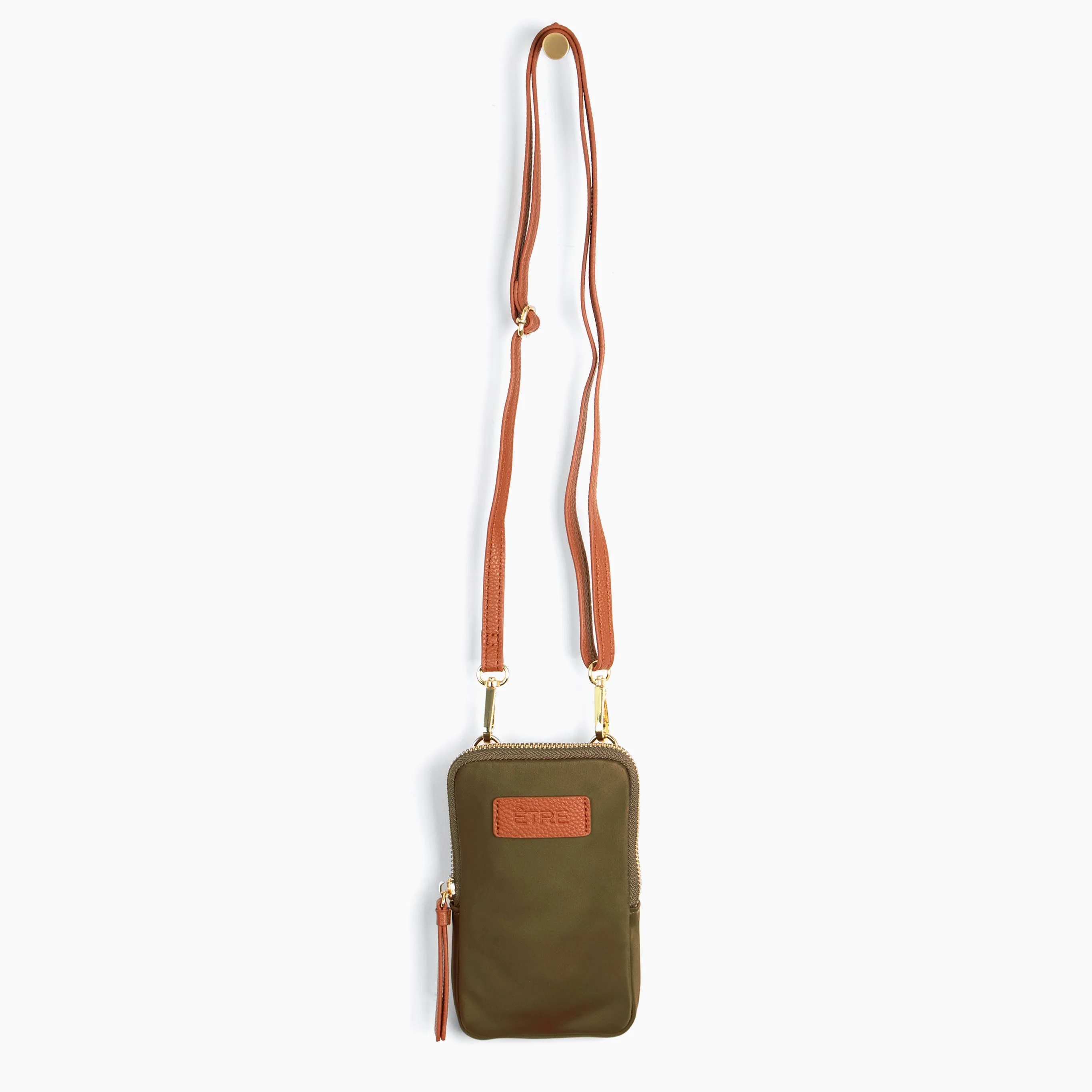 Ivy Crossbody Phone Bag - Khaki, Nylon/PU