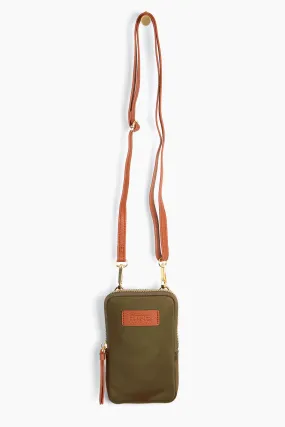 Ivy Crossbody Phone Bag - Khaki, Nylon/PU