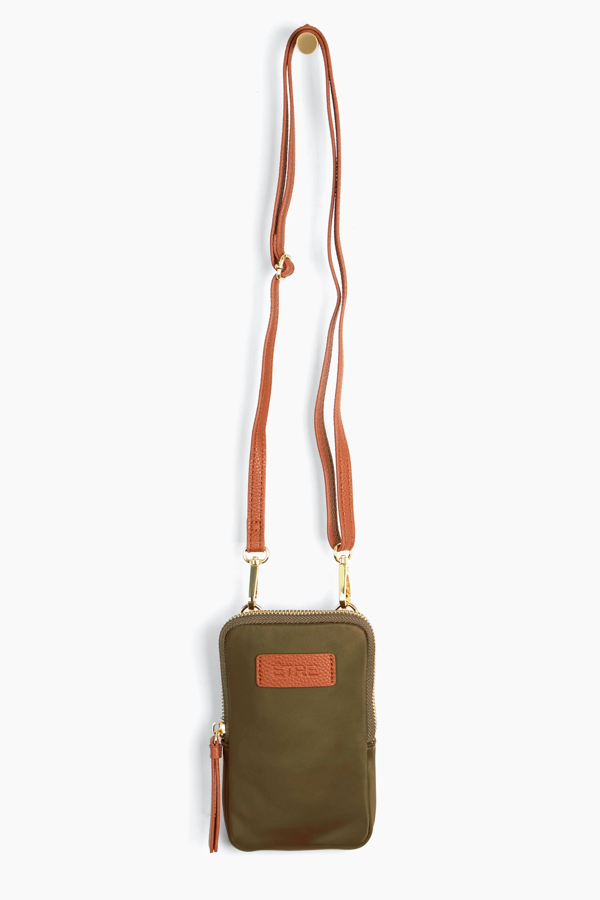 Ivy Crossbody Phone Bag - Khaki, Nylon/PU