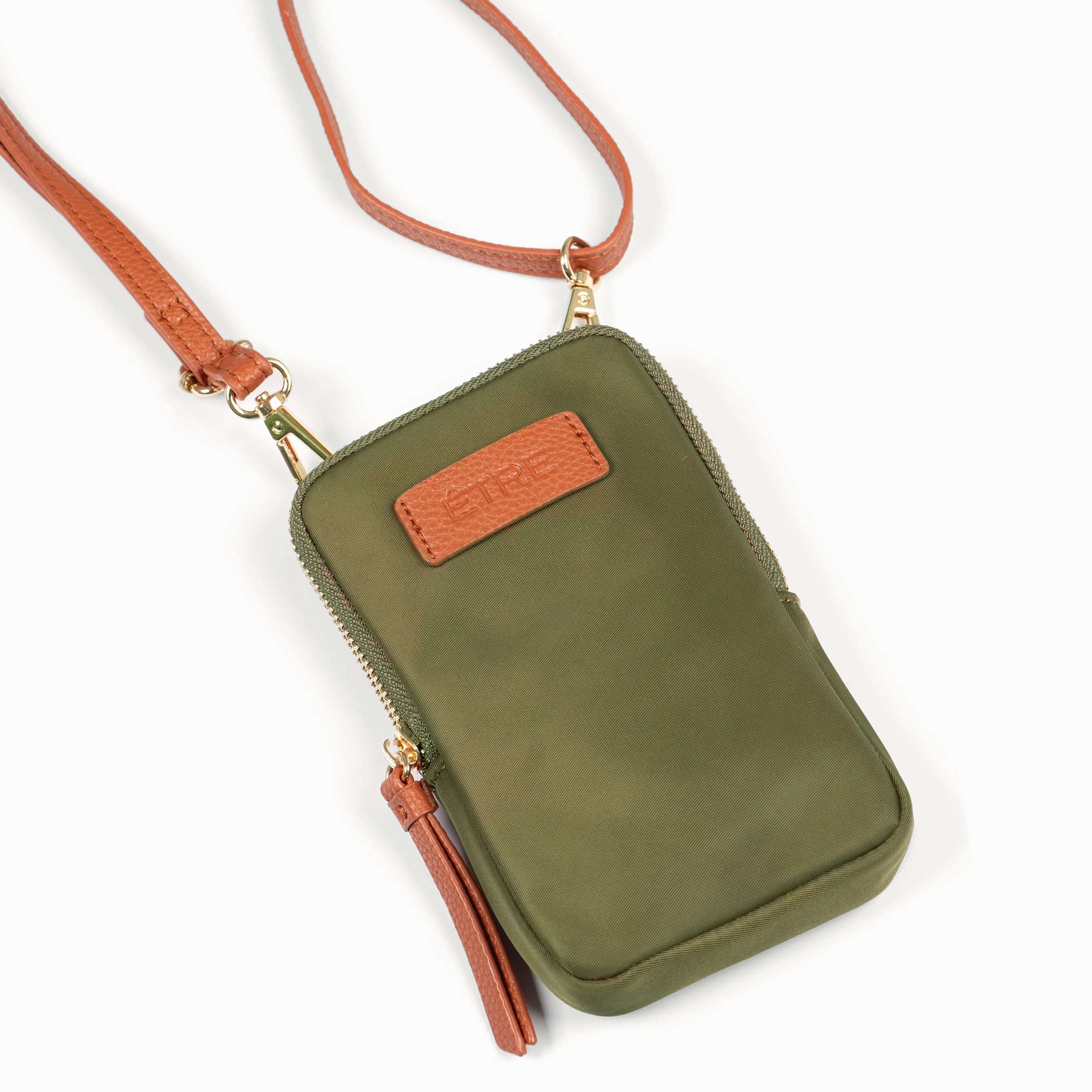 Ivy Crossbody Phone Bag - Khaki, Nylon/PU