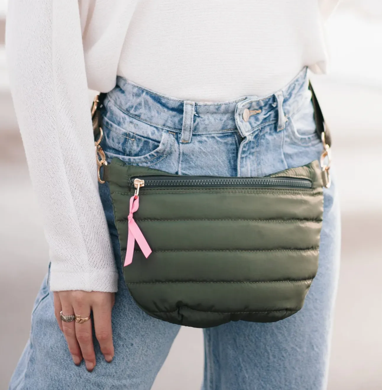 Jolie - Puffer Belt Bag - Olive