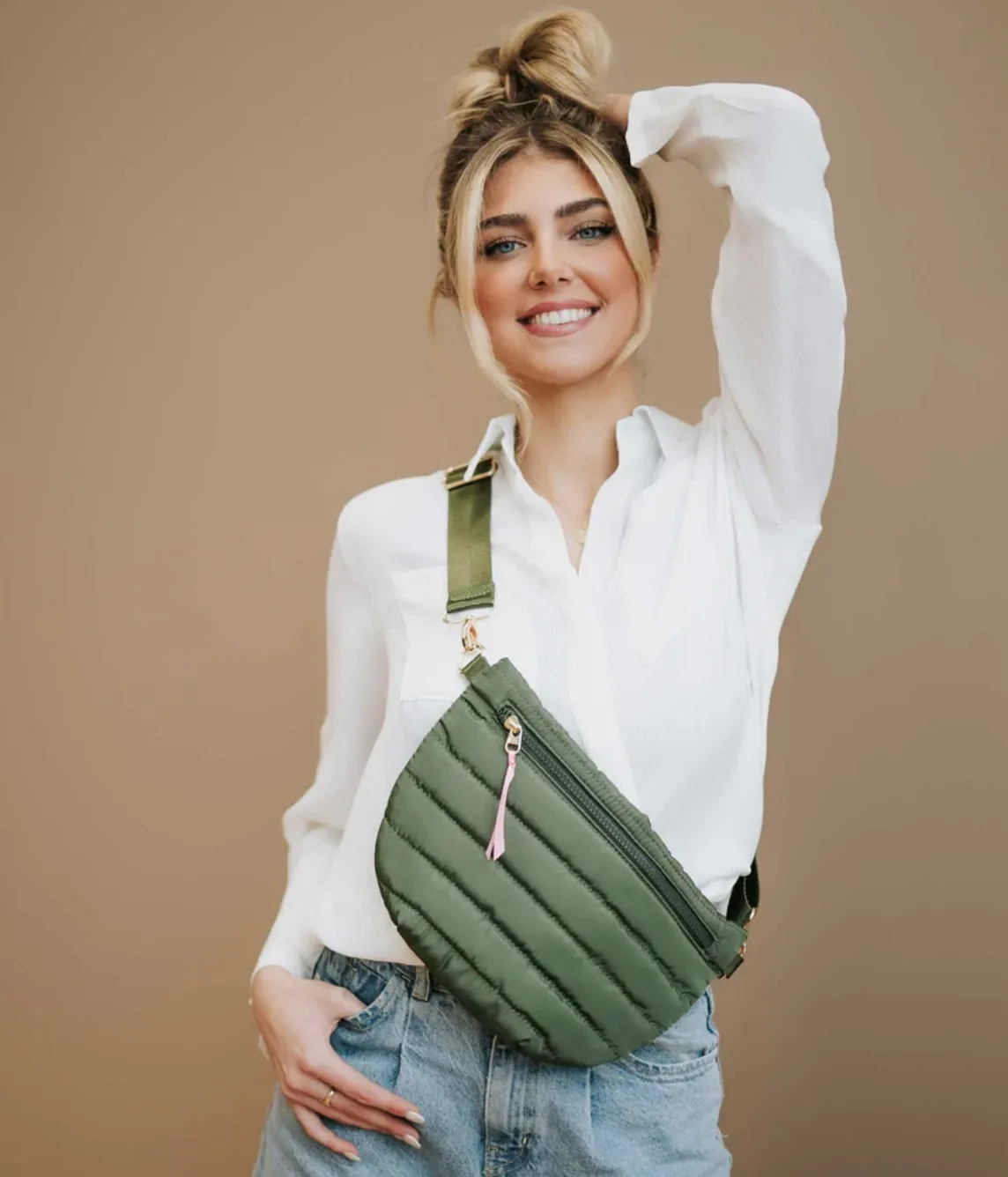 Jolie - Puffer Belt Bag - Olive